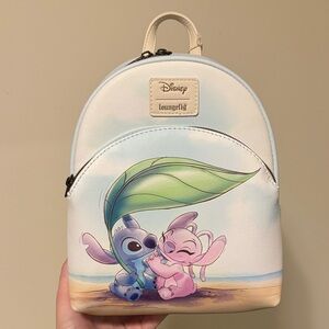 Loungefly Disney Stitch and Angel Backpack- ft Scrump and ducklings